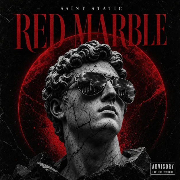 Album cover typography example with title text and advisory label placement