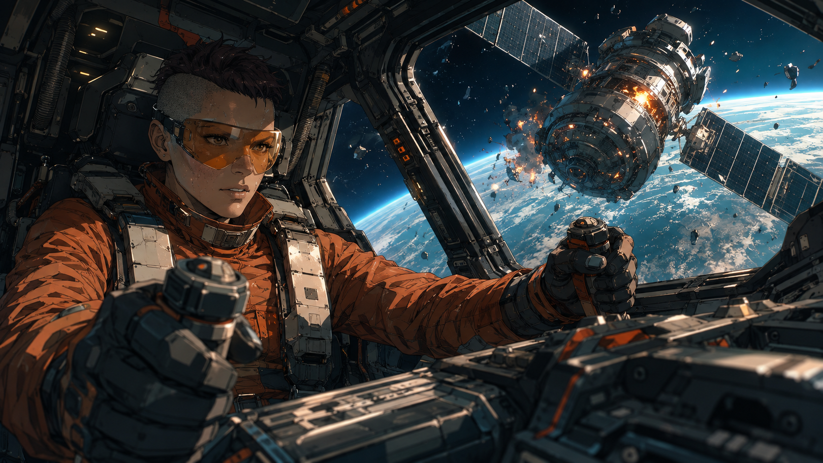 Mecha Pilot Cockpit plantilla de anime
