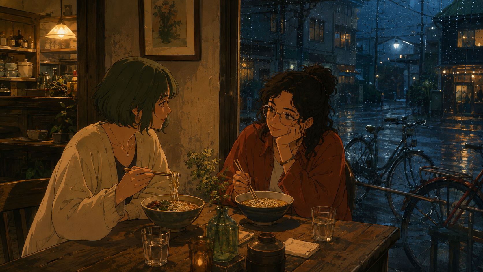 Retro Night Cafe modèle : anime