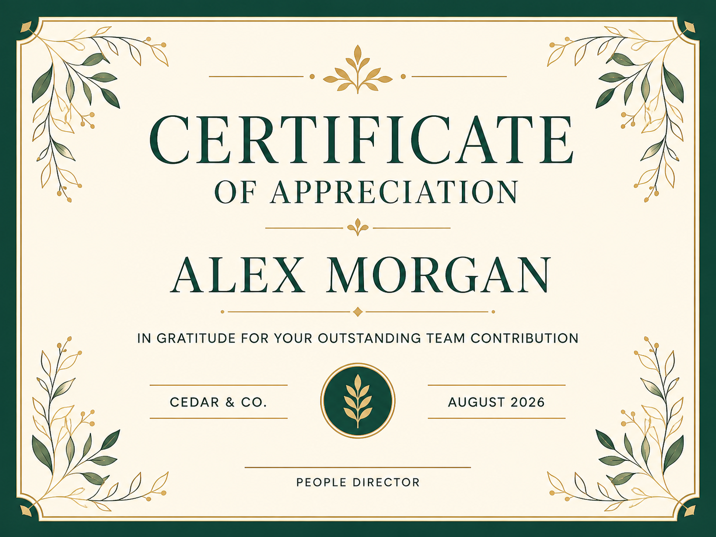 Team Contribution Appreciation Certificate certificate template