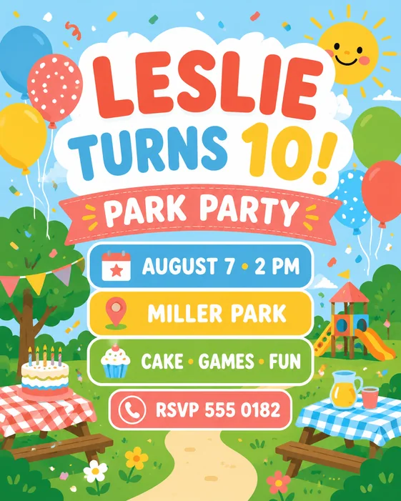 Kids Park Birthday template
