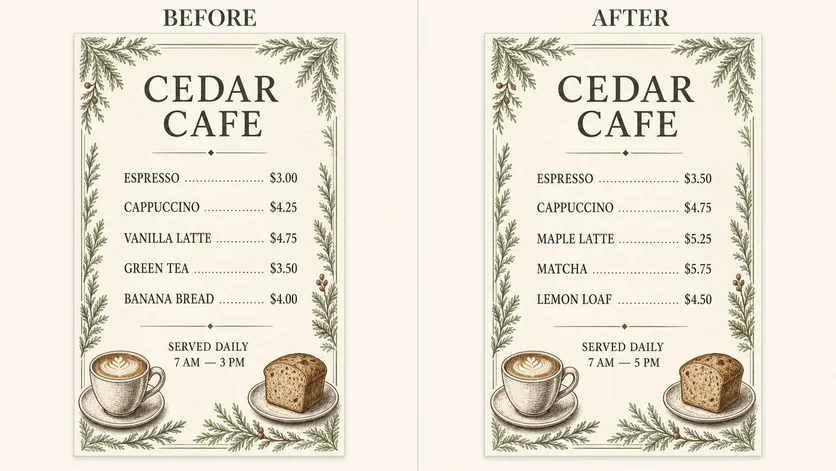 Update a Menu Price