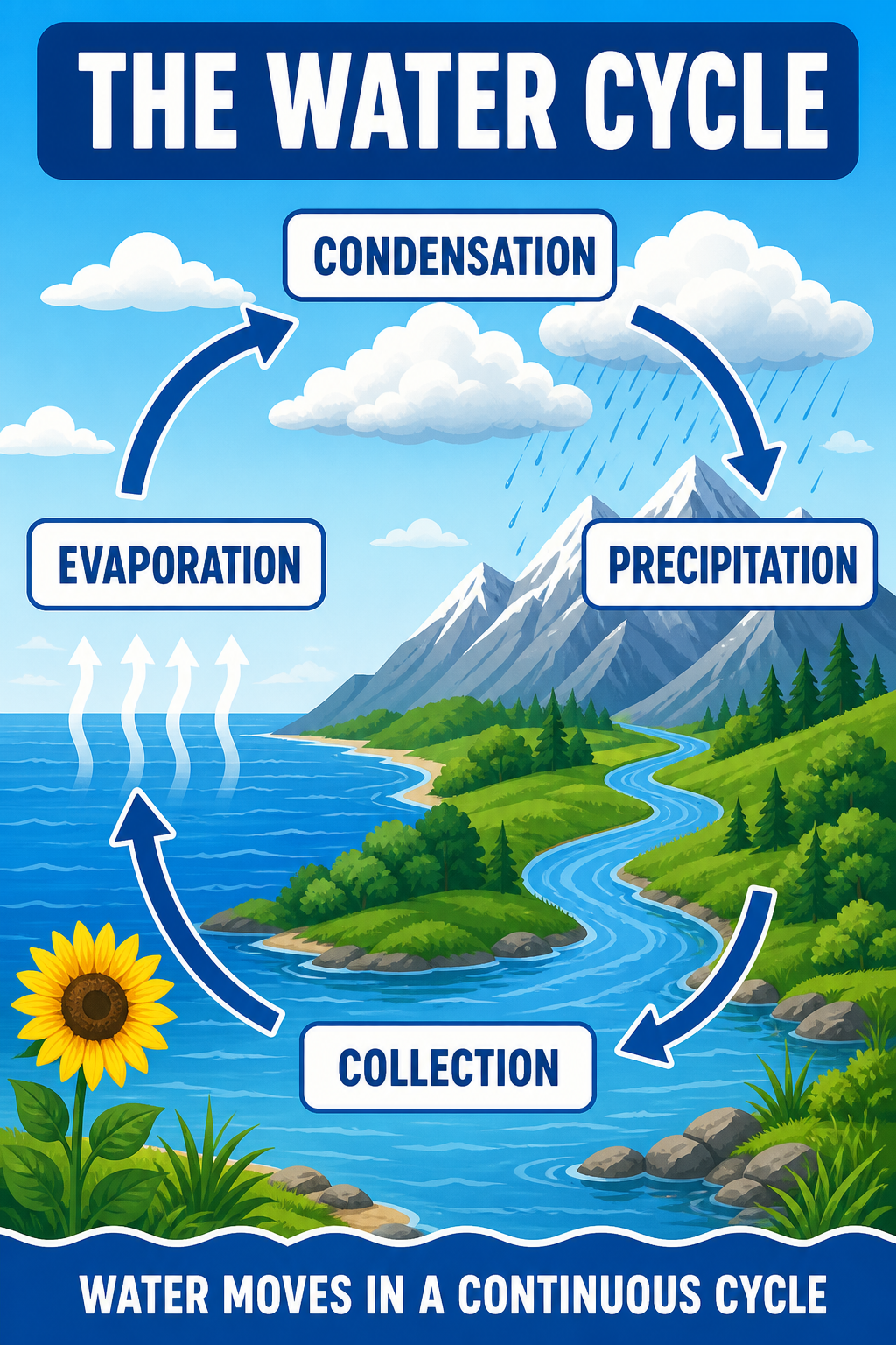 Water Cycle Education album cover template