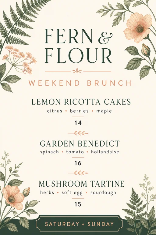 Botanical Brunch Menu template