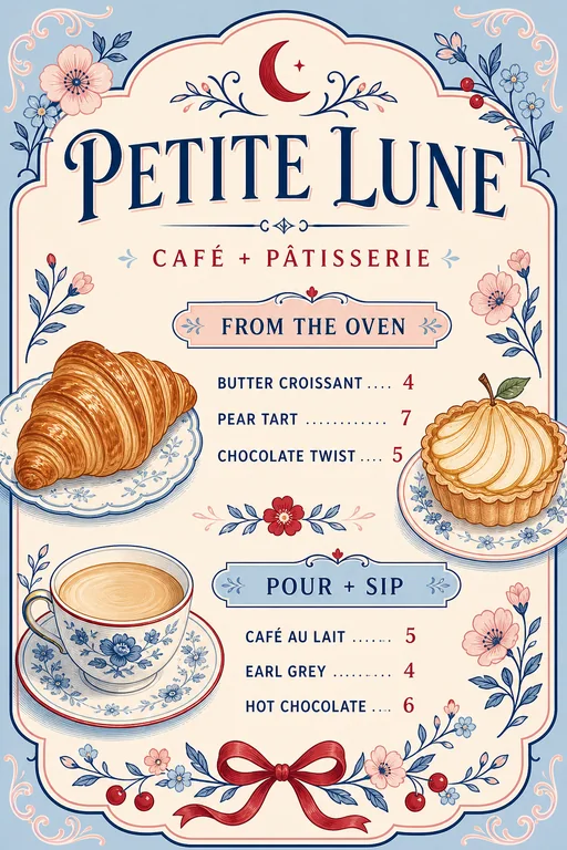 French Patisserie Cafe Menu template