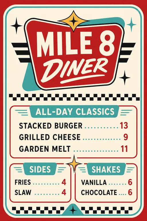 Retro Classic Diner Menu template