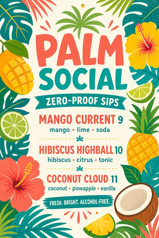Tropical Mocktail Drink Menu template