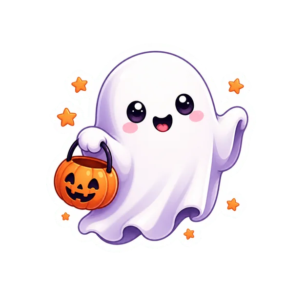 Cute Ghost Sticker template