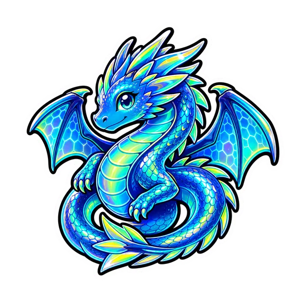 Neon Dragon Sticker template