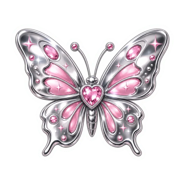 Y2K Chrome Sticker template