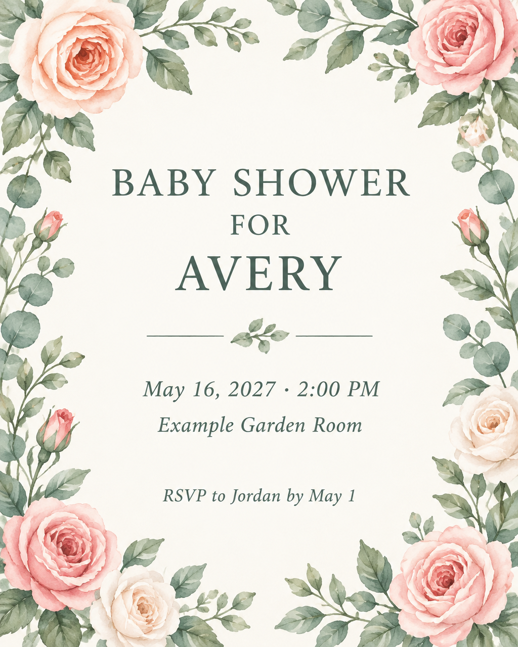 Floral Garden baby shower invitation template
