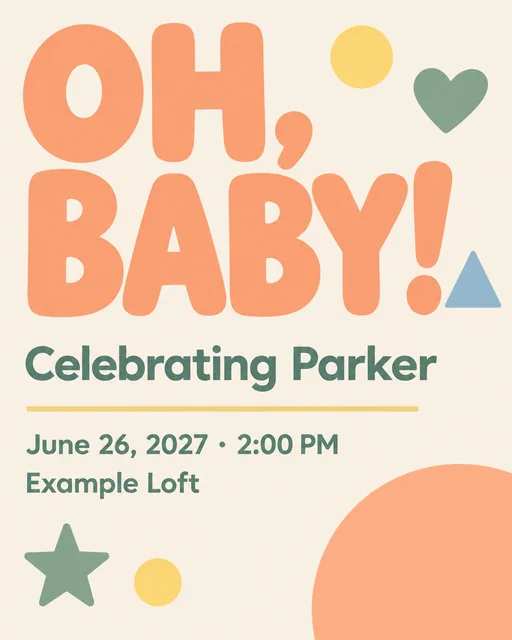 Modern Typography: Baby Shower Invitations example