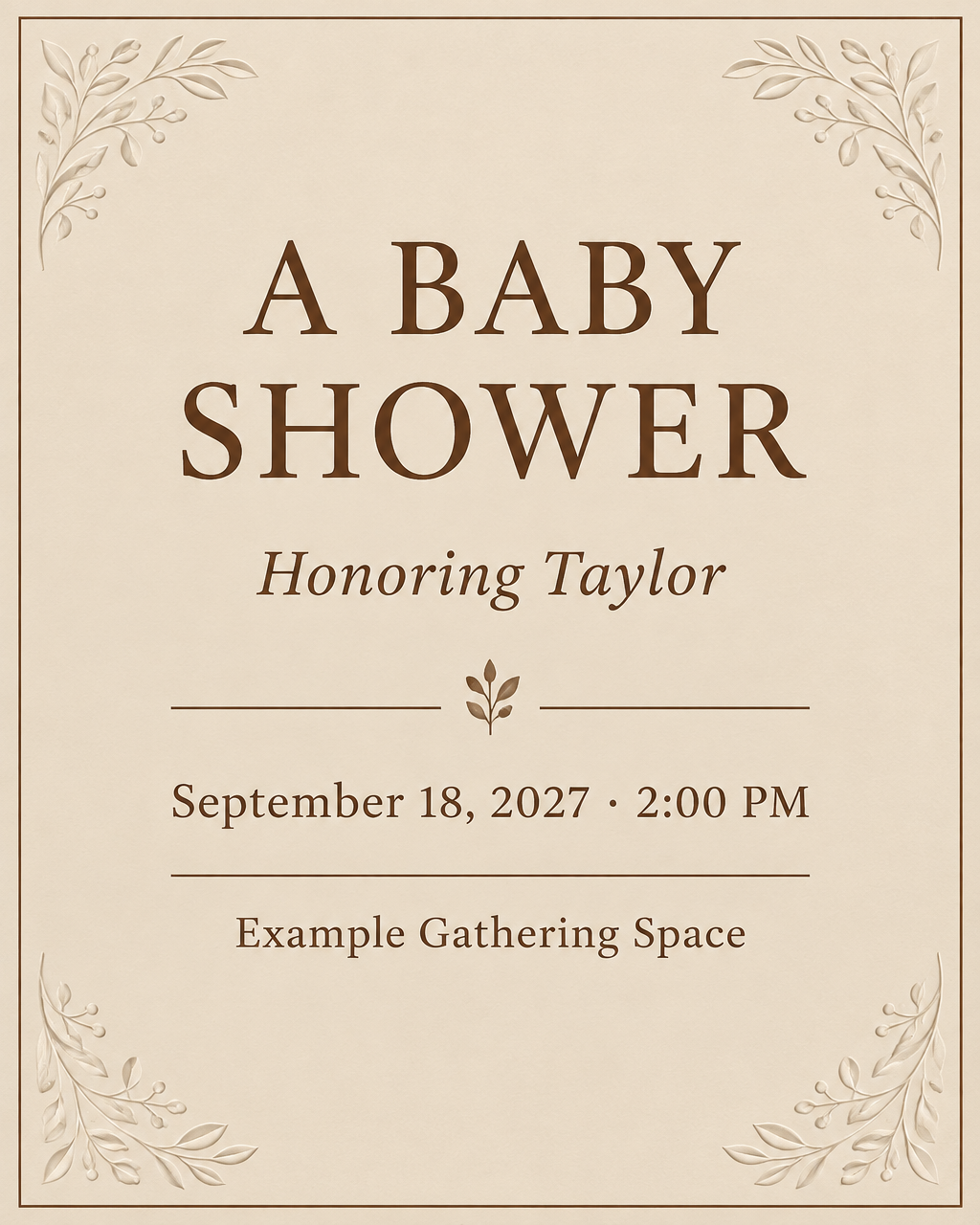 Neutral Minimal baby shower invitation template