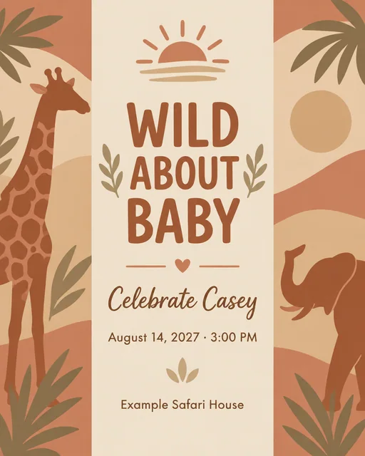 Safari Adventure: Baby Shower Invitations example