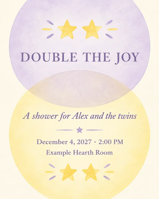 Twins Double Joy: Baby Shower Invitations example