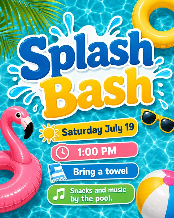 Pool Party Invite template