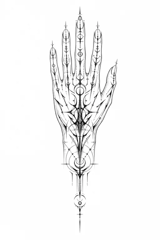 Cyber Sigilism Hand Tattoo template