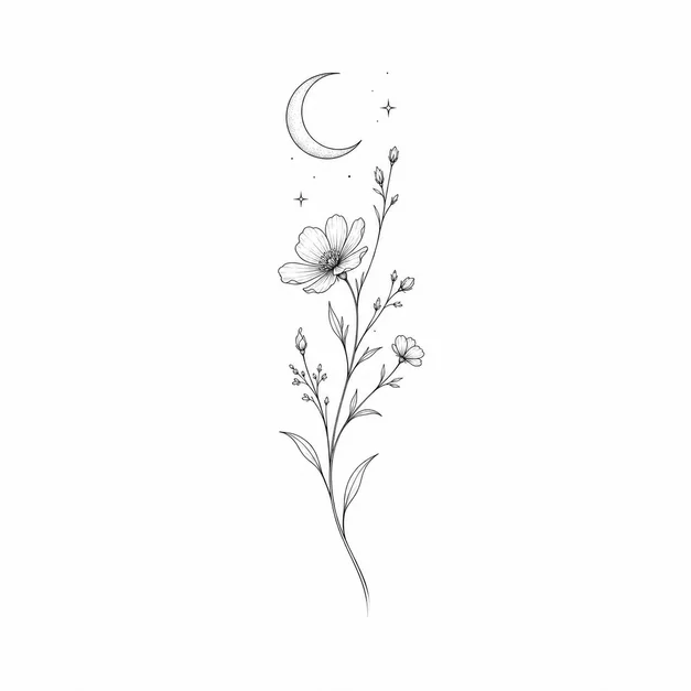 Fine Line Floral Wrist Tattoo template