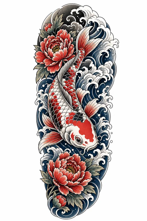 Japanese Koi Half Sleeve template
