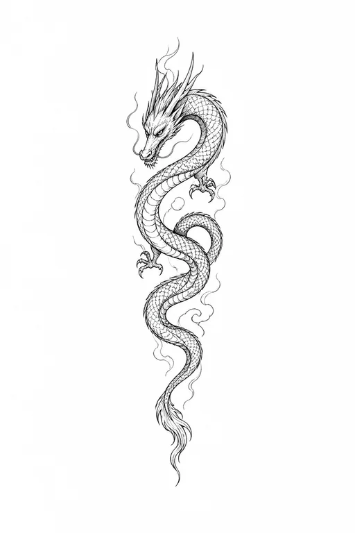 Minimal Dragon Forearm Tattoo template