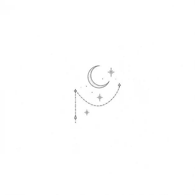 Single Needle Moon Tattoo template