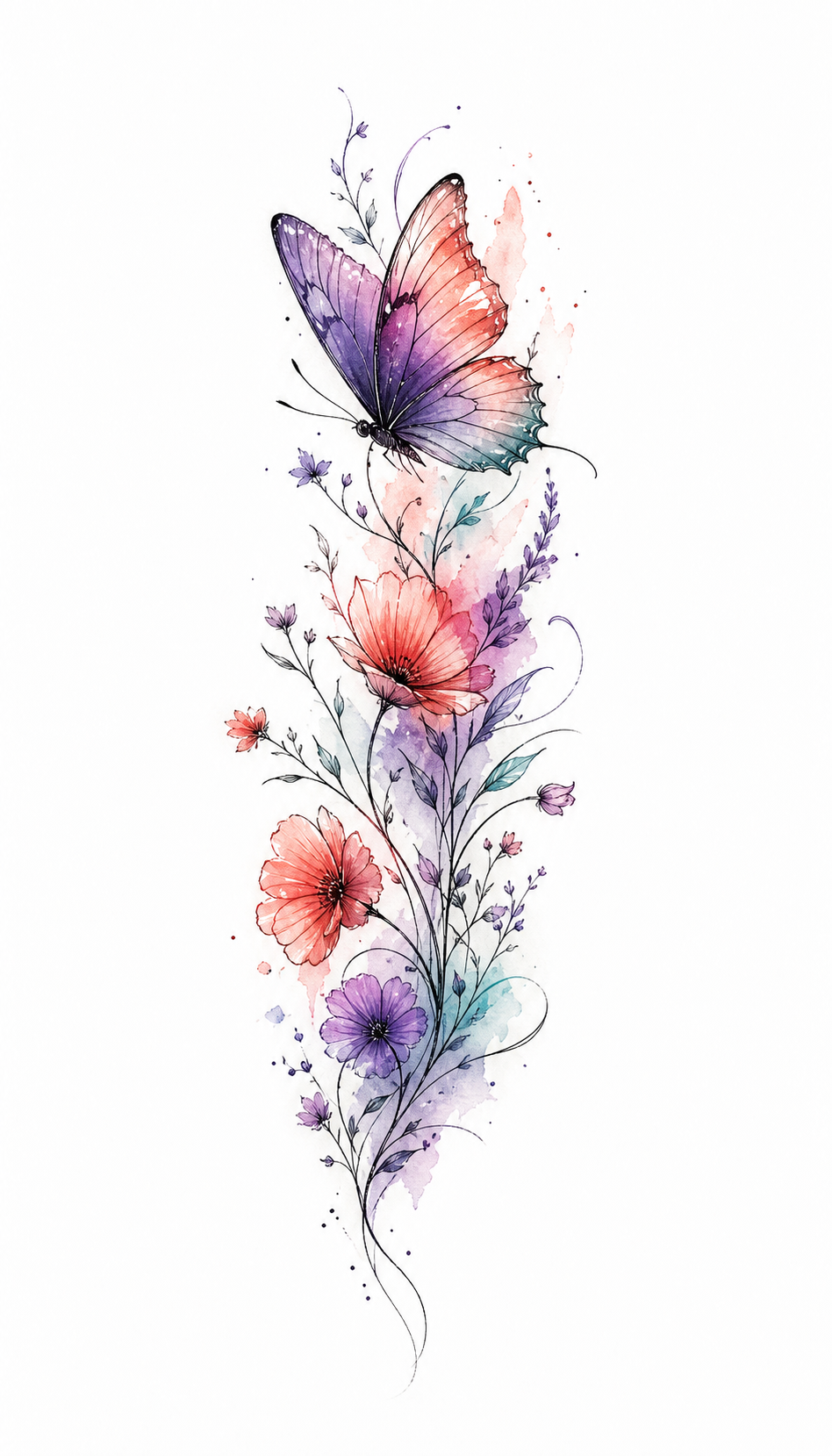 Watercolor Butterfly Rib Tattoo