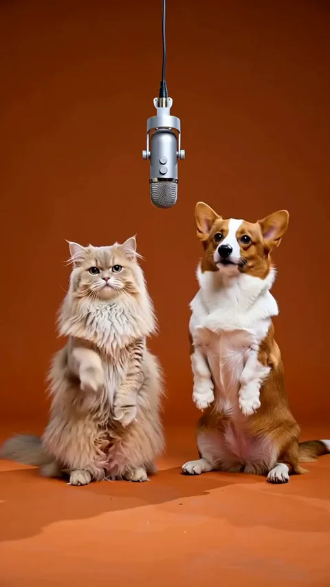 Cat & Corgi Mic Check Template